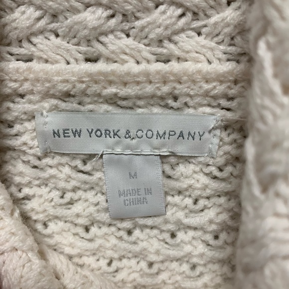 New York & Company Sz M women’s pearl white thick cowl-neck chunky sweater cozy - Picture 14 of 14